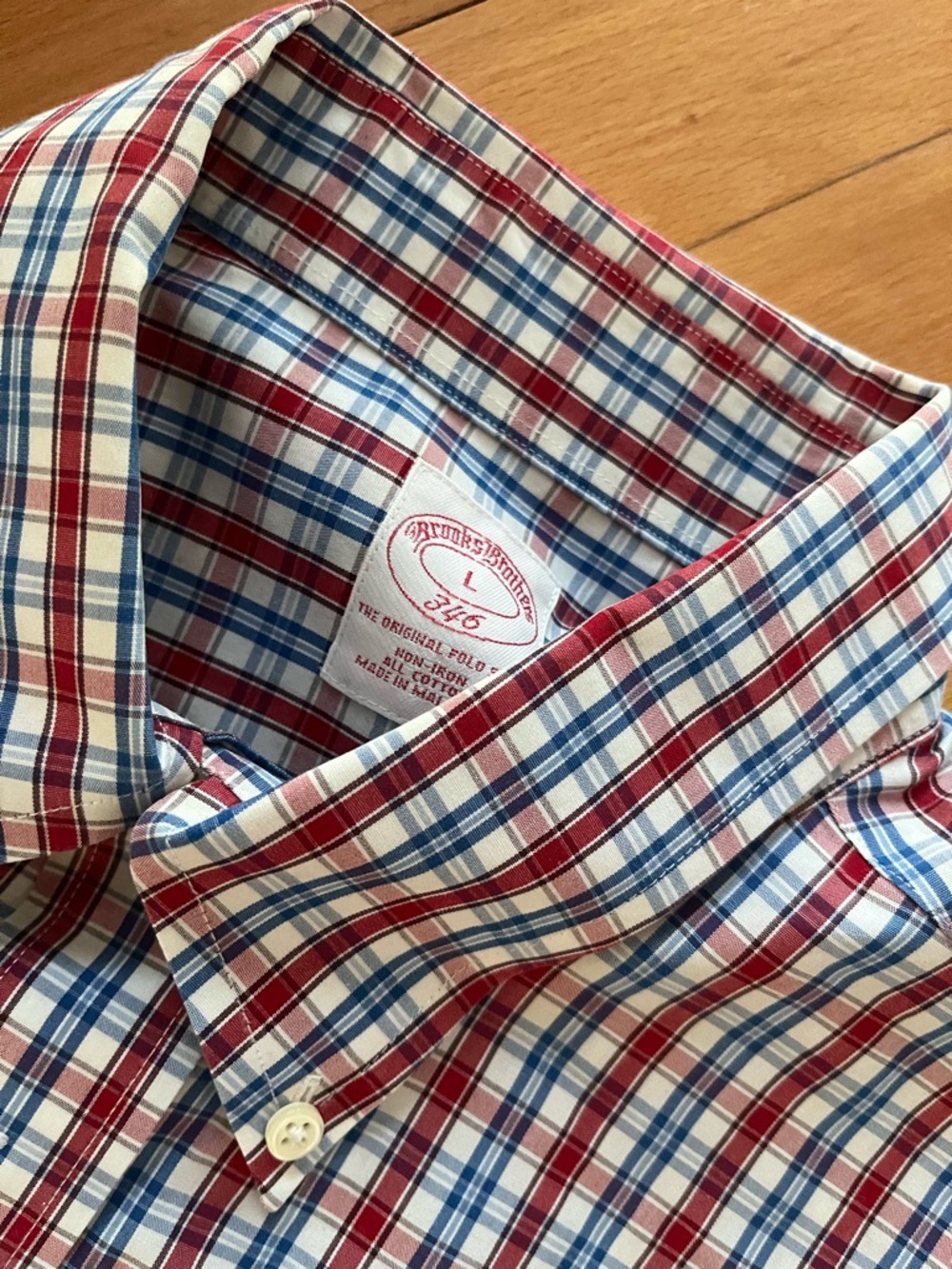 Brooks Brothers Red, Blue & White Plaid Button-Down Shirt - Men's